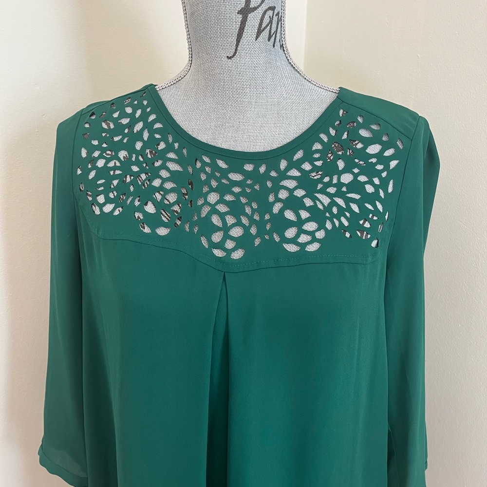 Anthro. HD in Paris Dara Green Cutout Blouse, 6 - Picture 3 of 12